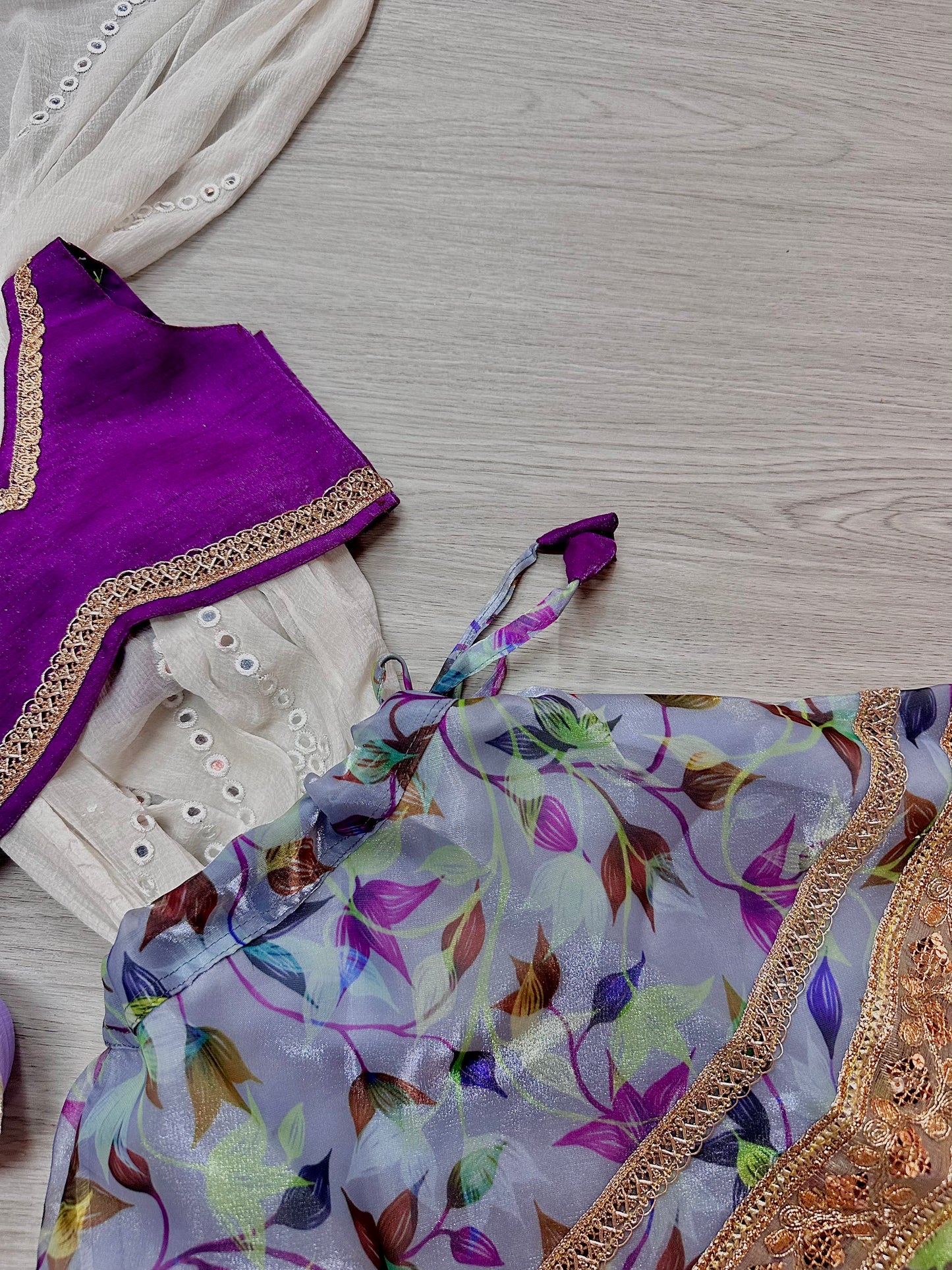 Purple x blue floral lehenga