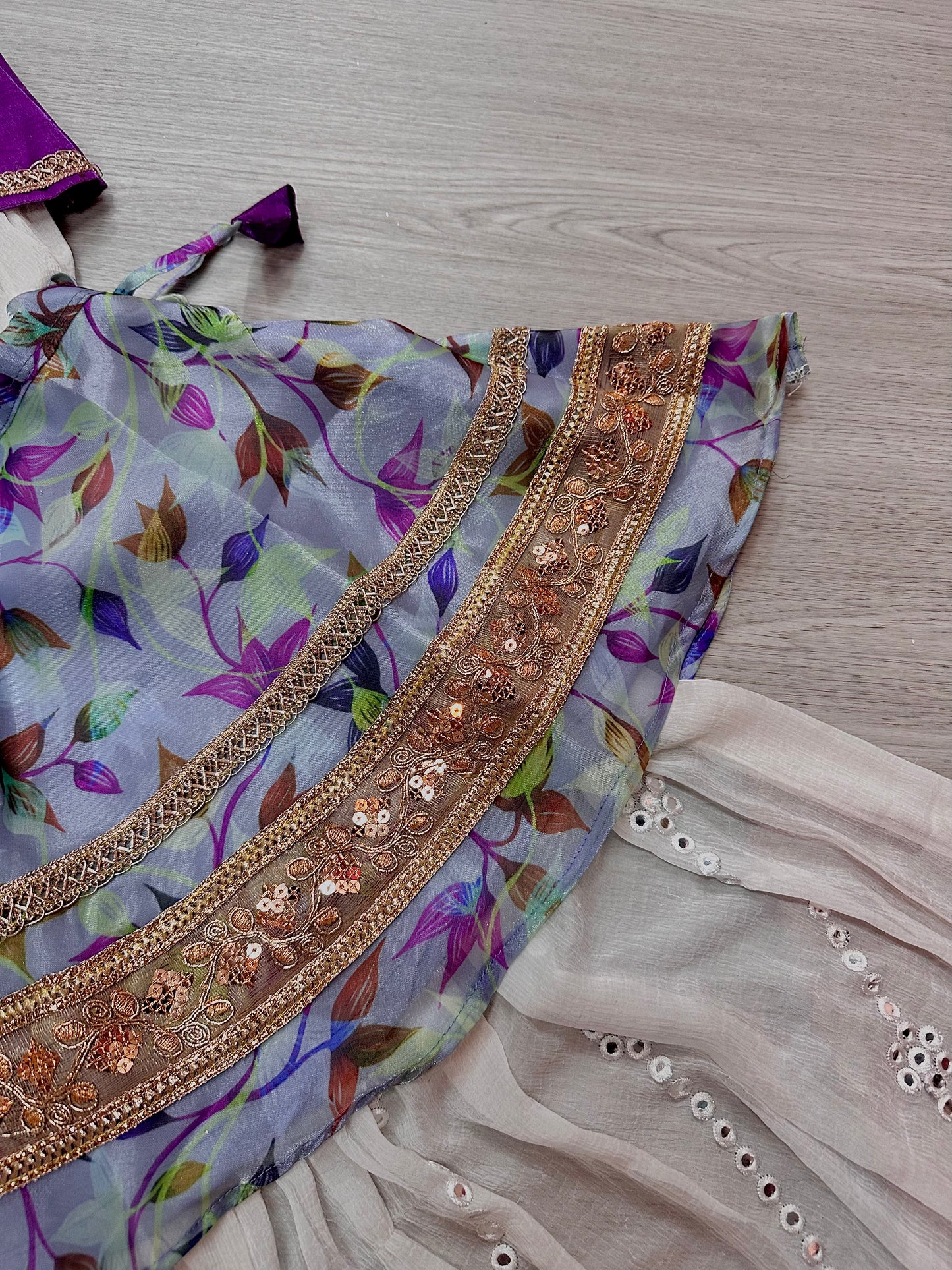 Purple x blue floral lehenga