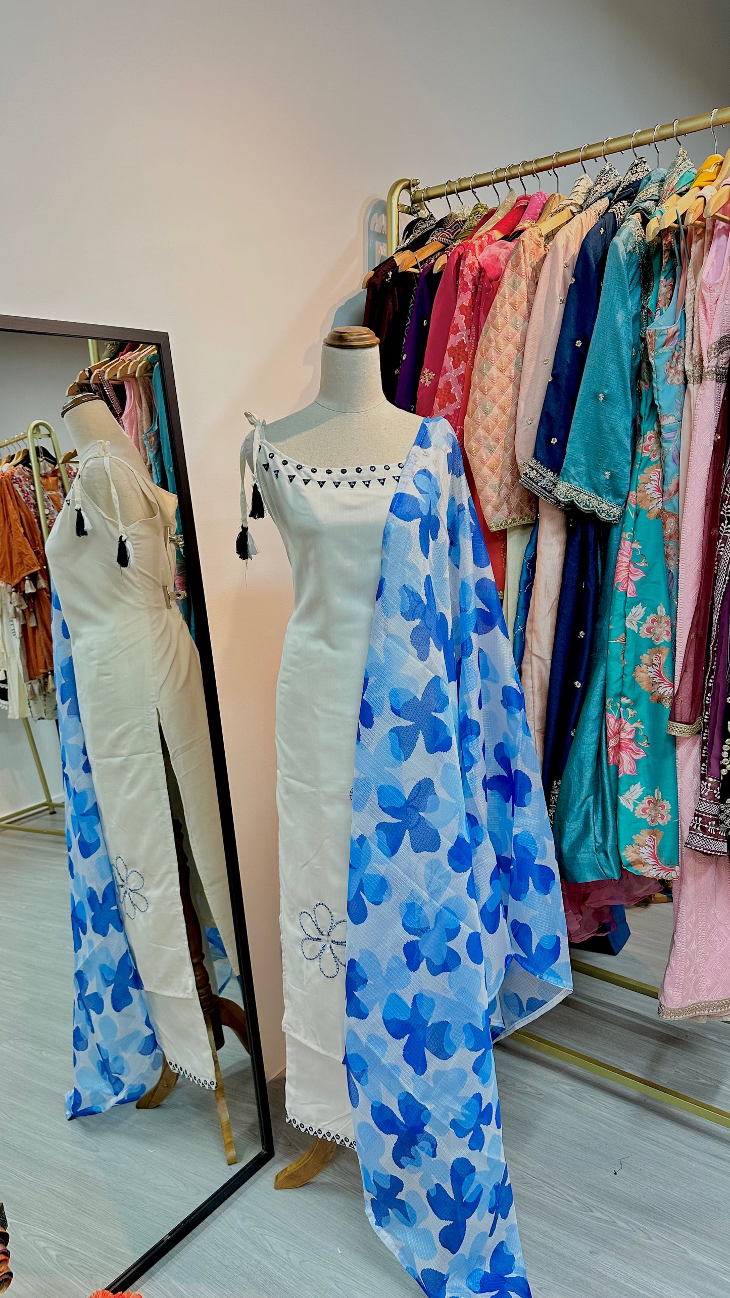 Blue white kurti set