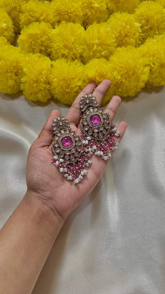 Marble hot pink earrings