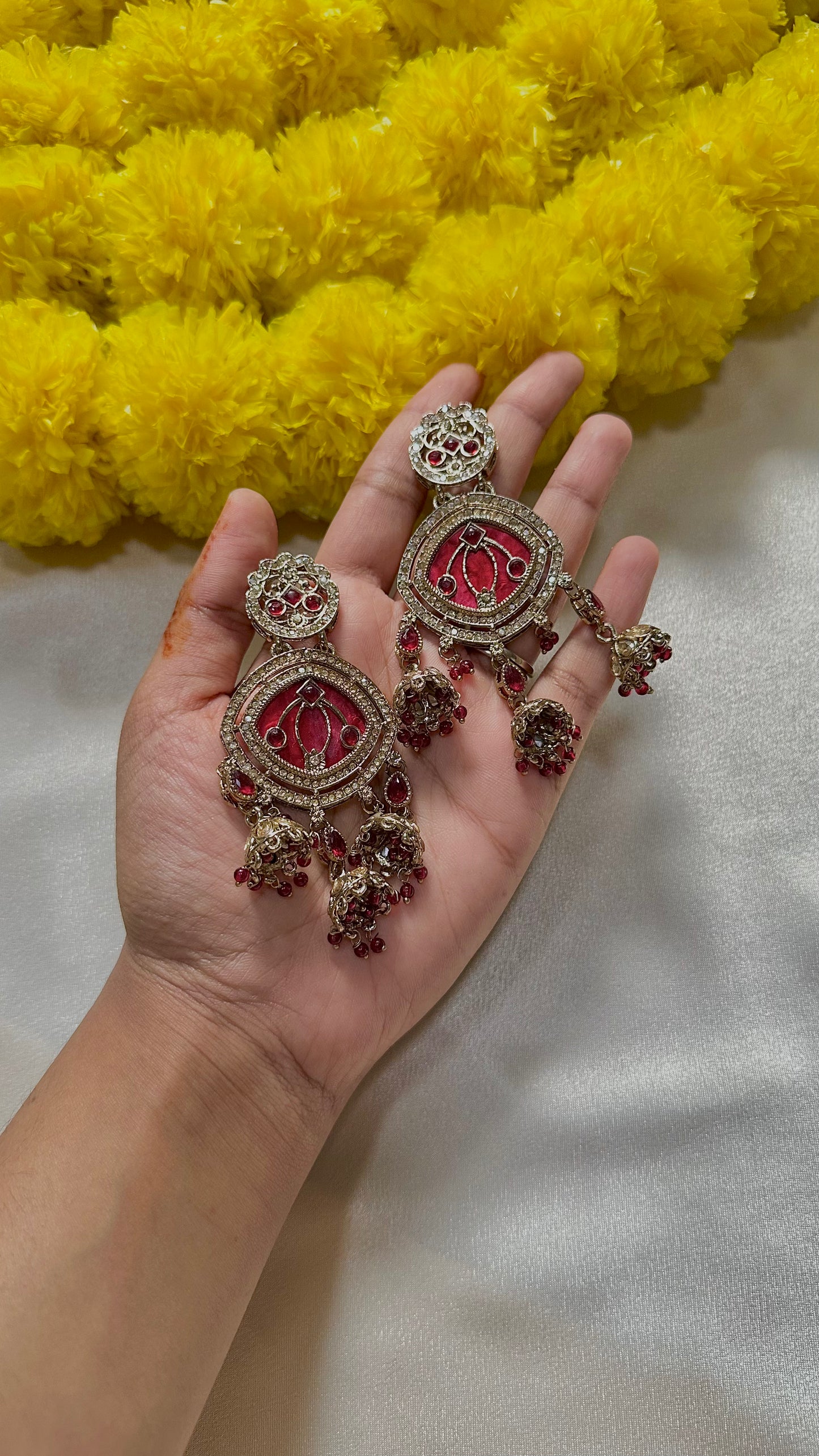 Red dreamcatcher earrings
