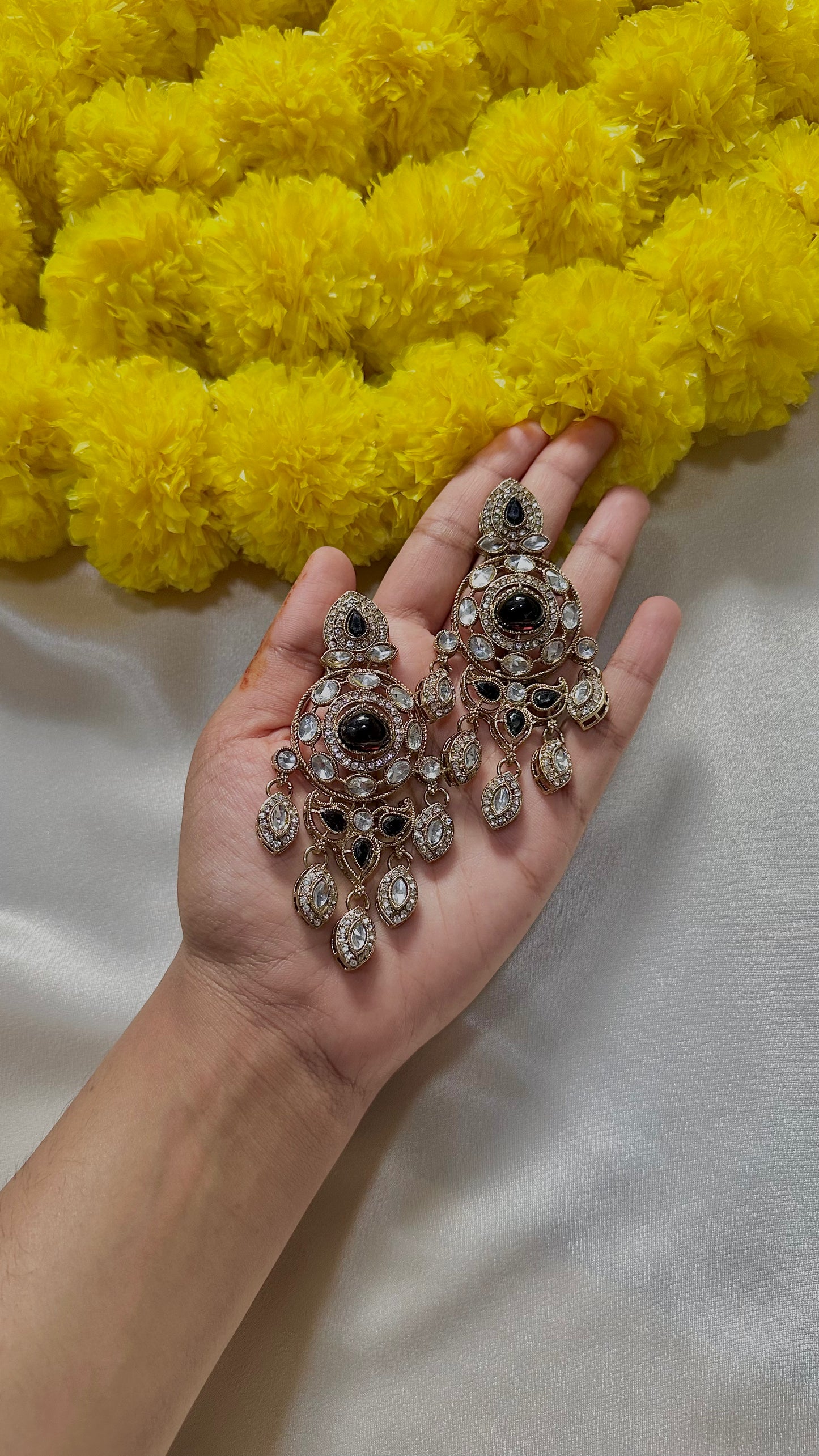 Black statement earrings