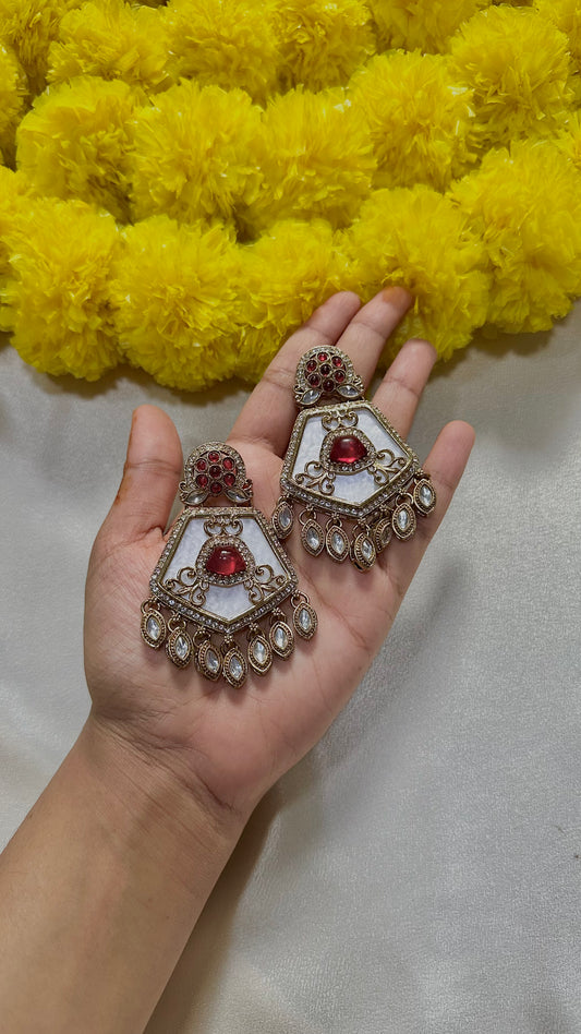 Mother of pearl maroon earrings