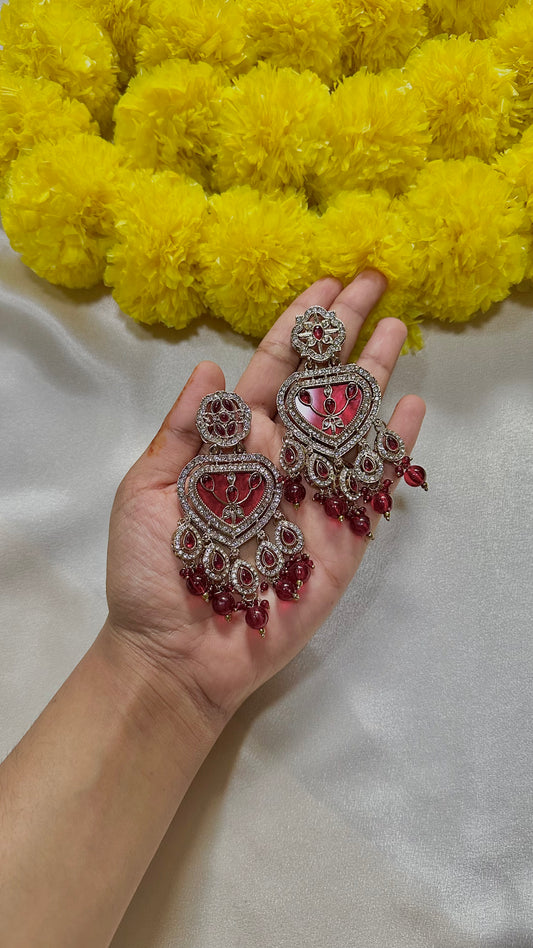 Red mother of pearl earrings