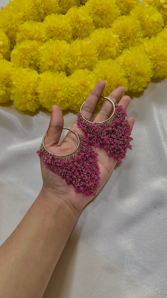 Hot pink loop earrings