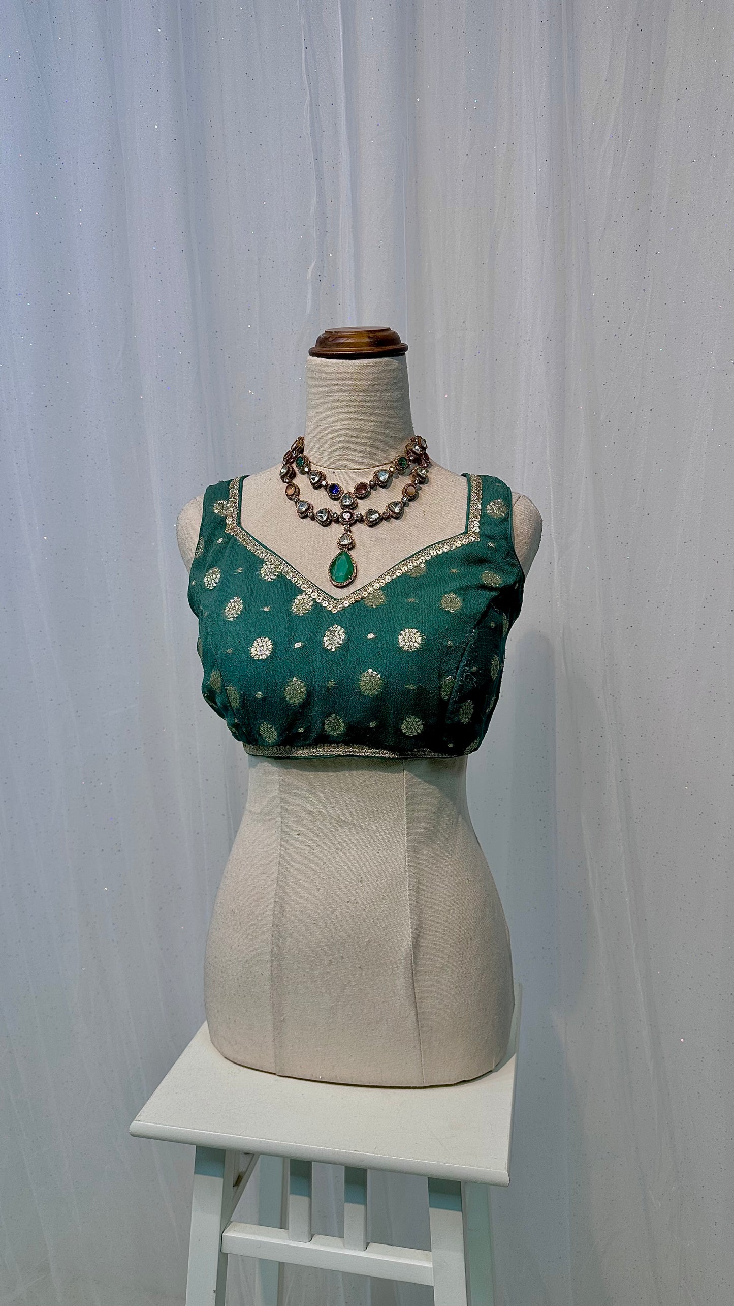 Dusty blue banaras blouse