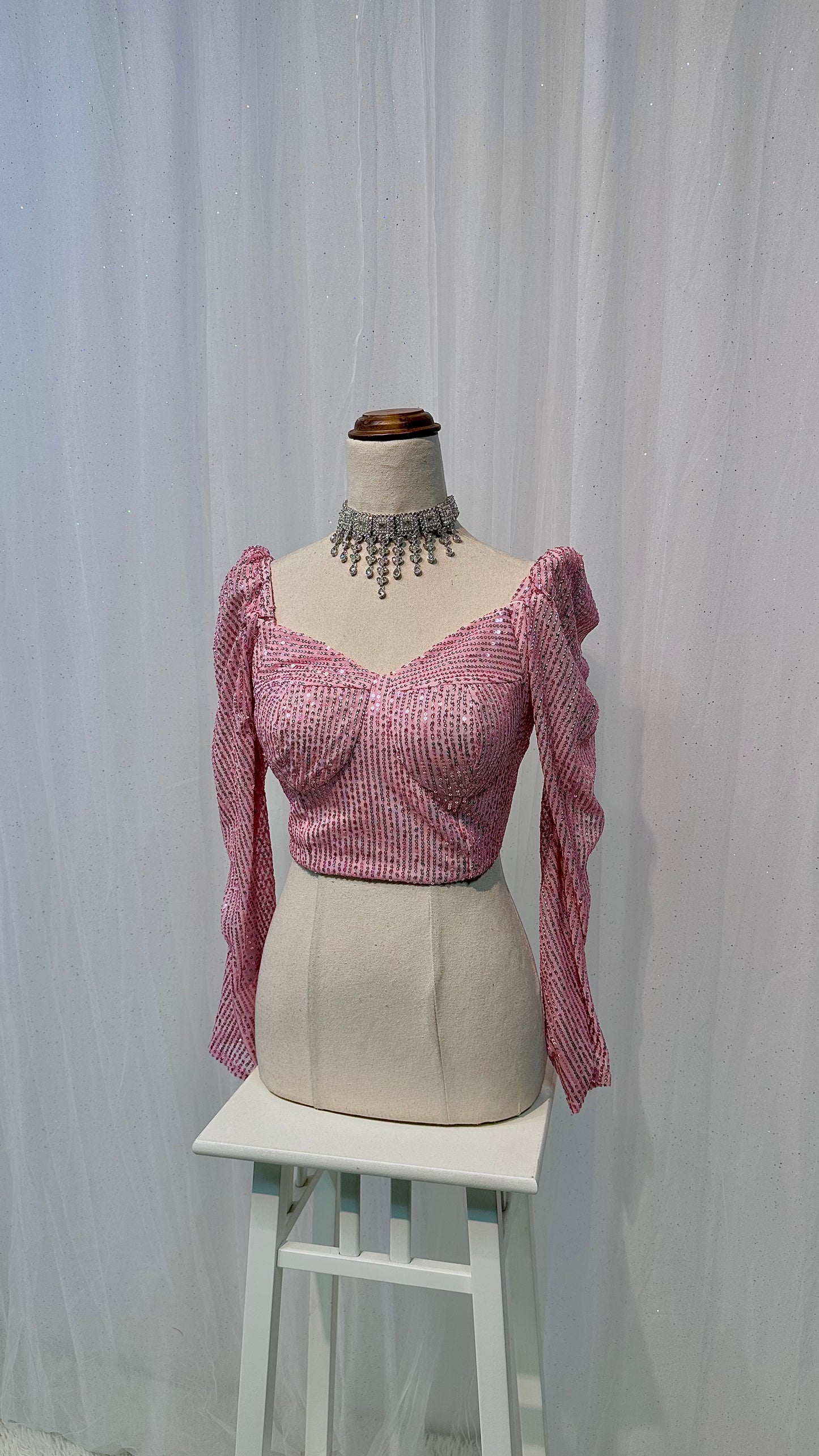 Sequins baby pink blouse