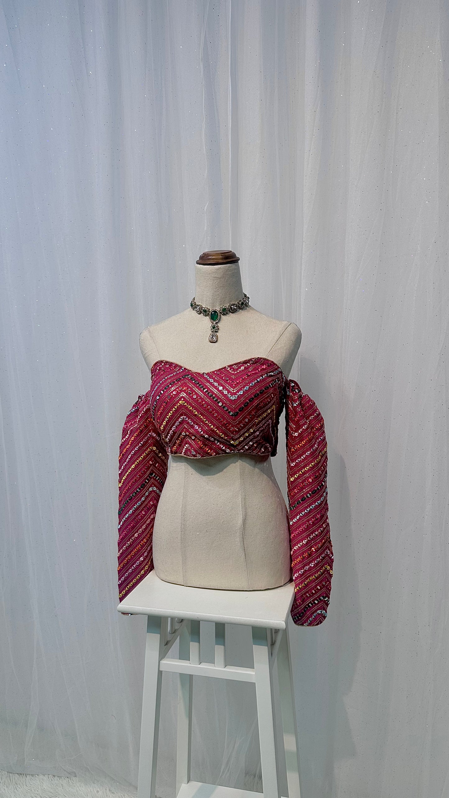 Off shoulder pink multicolor blouse