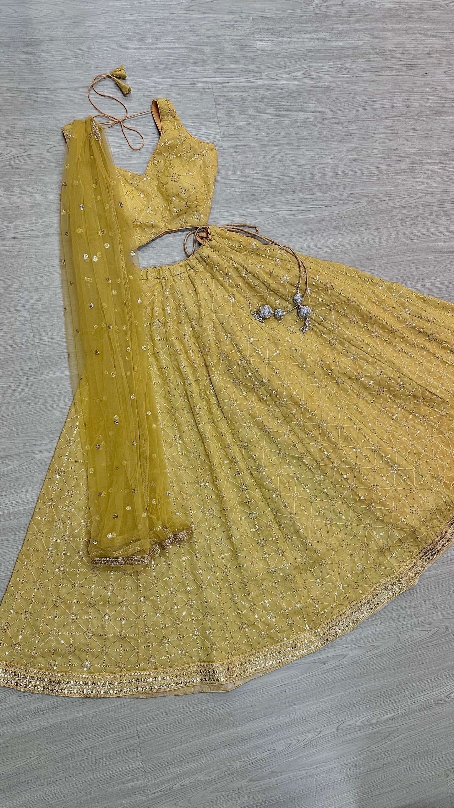 Gold sequins lehenga