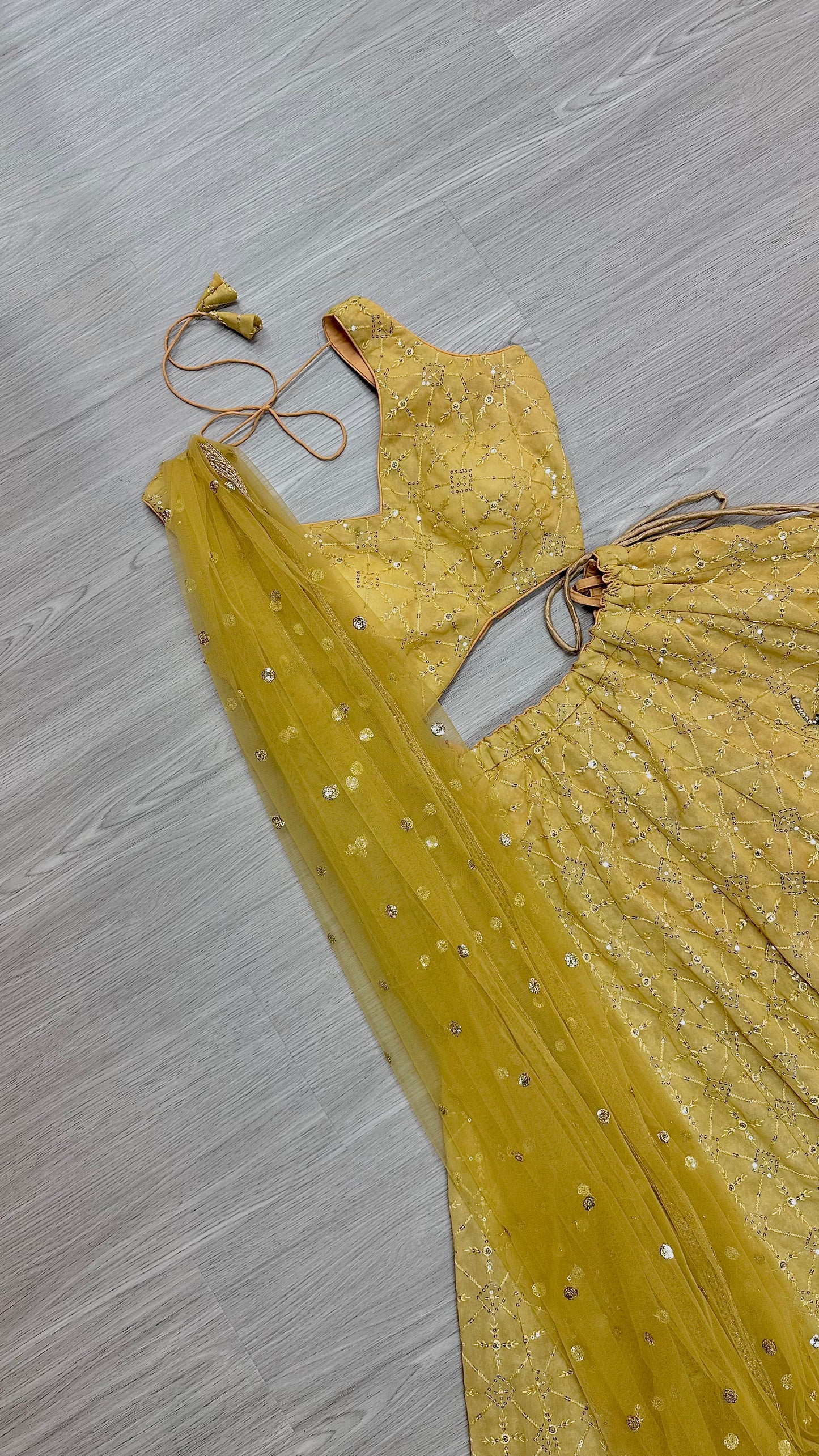Gold sequins lehenga