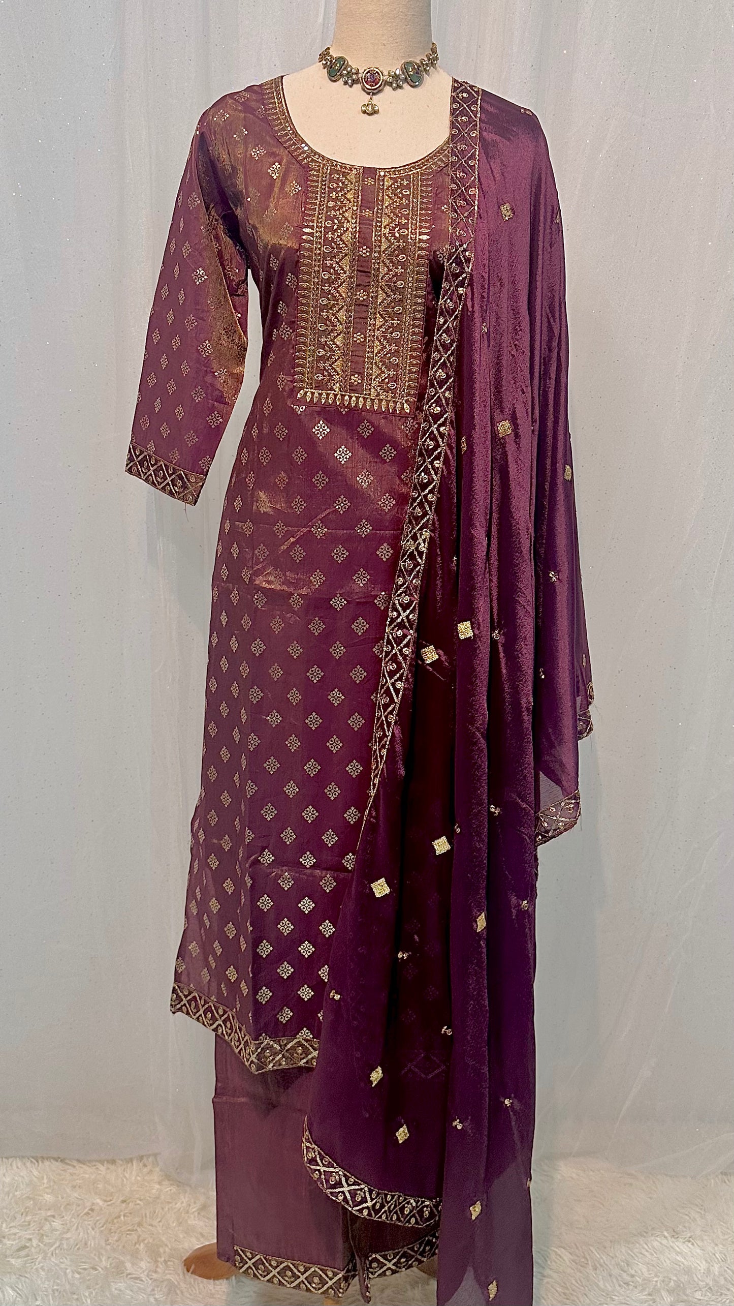Burgundy straight cut kurti