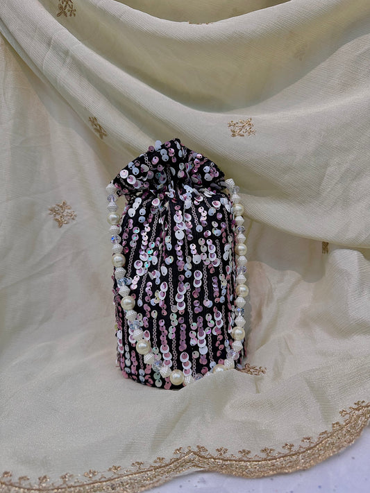 Shades of pink sequins potli