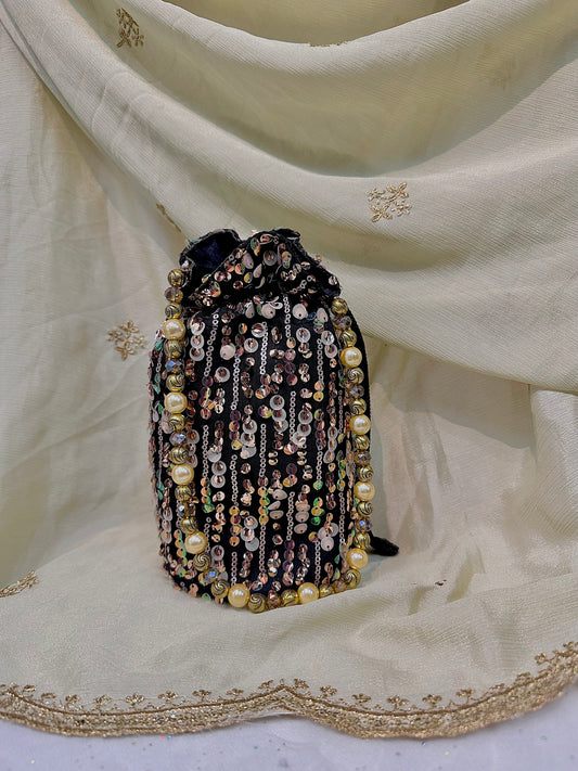 Shades of brown sequins potli