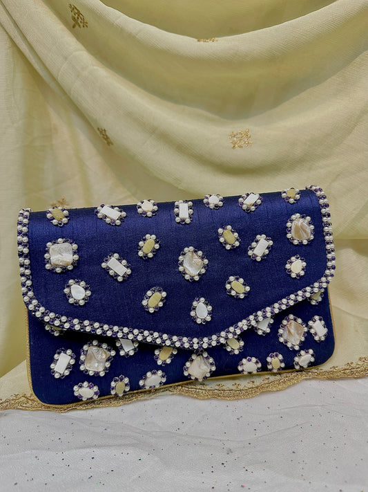 Blue seashell clutch