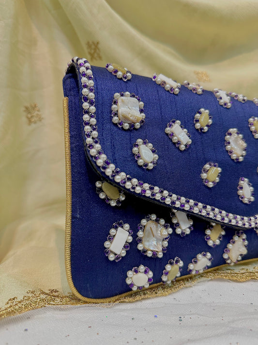 Blue seashell clutch