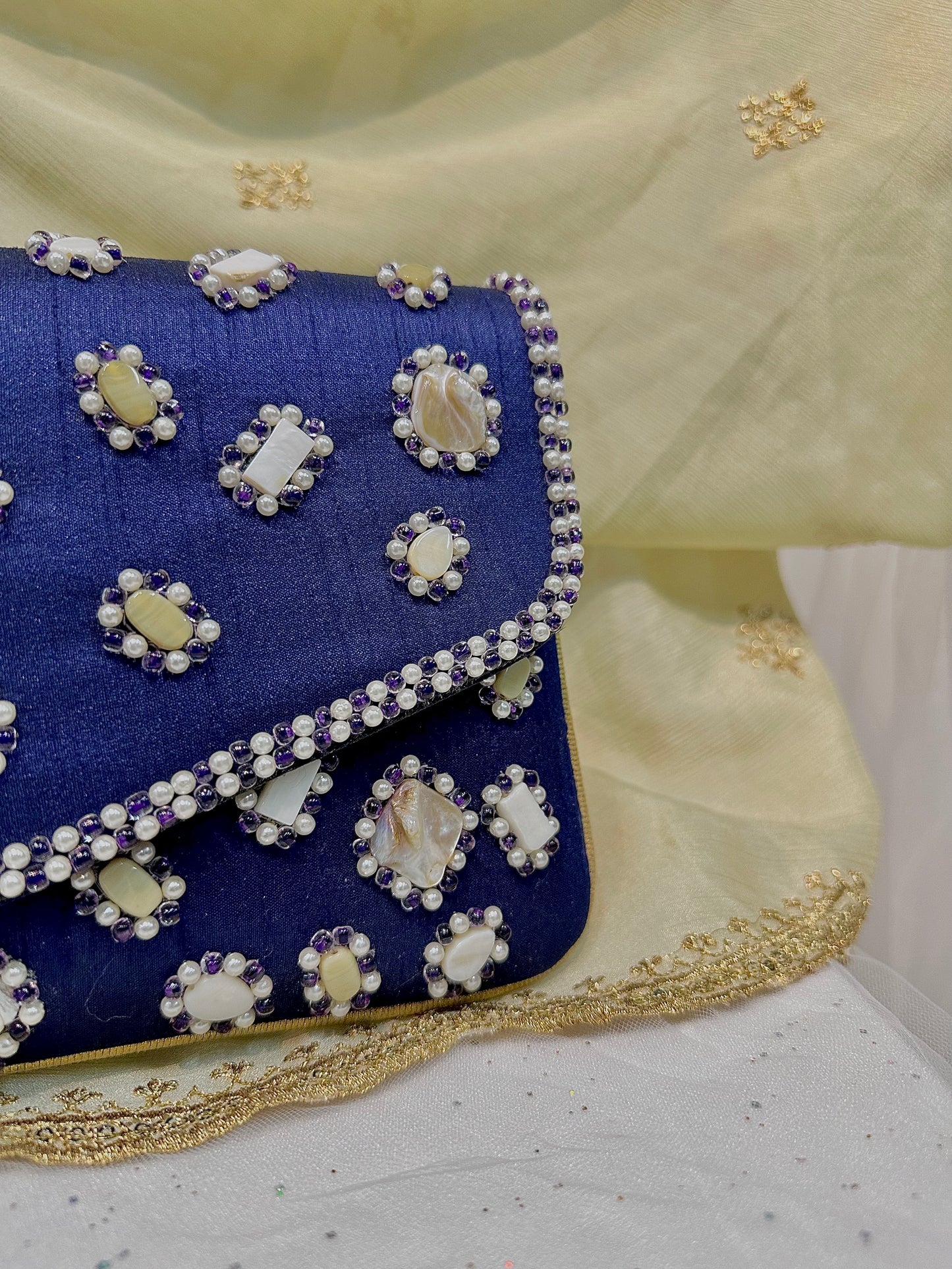 Blue seashell clutch