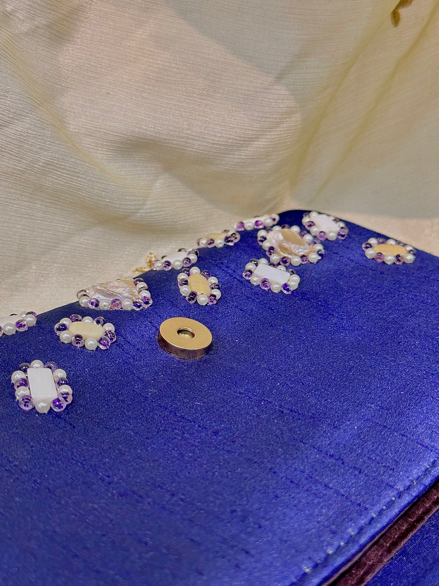 Blue seashell clutch