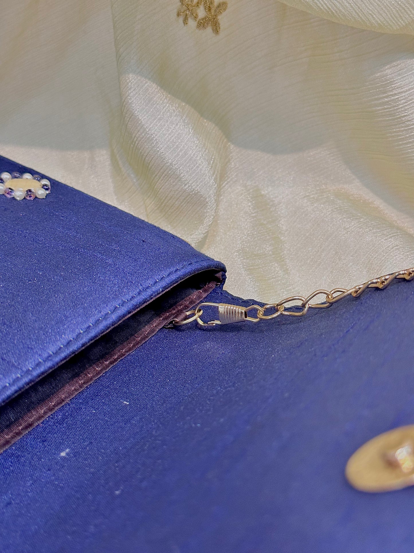 Blue seashell clutch