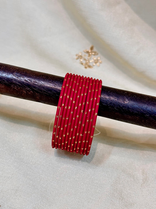 2.4 red gold dotted bangles