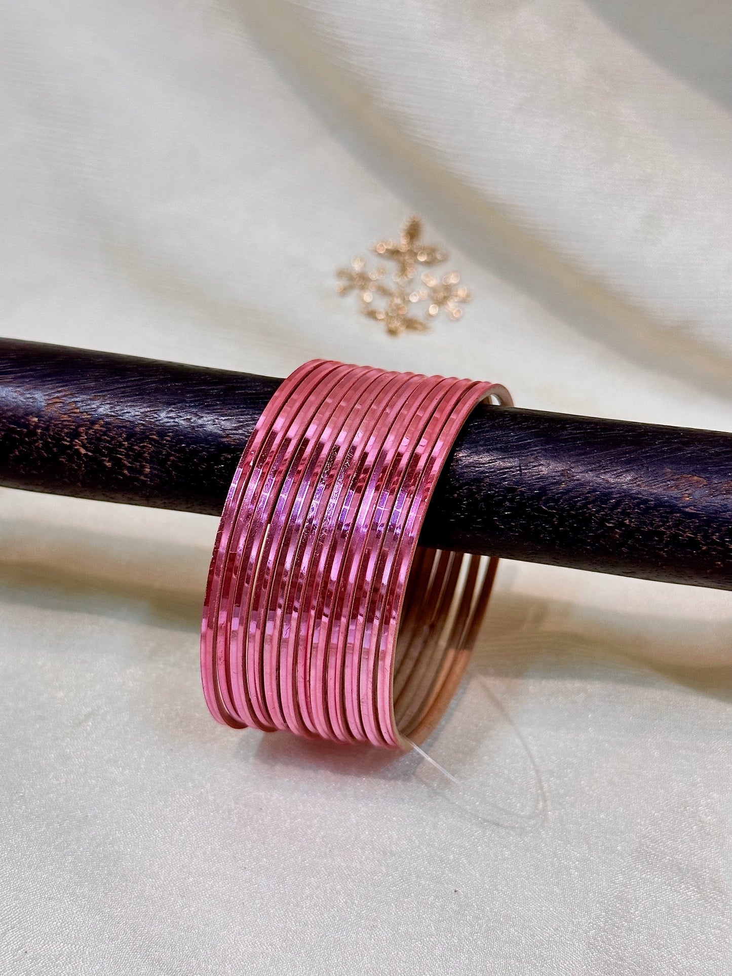 2.4 plain rose milk pink metallic bangles