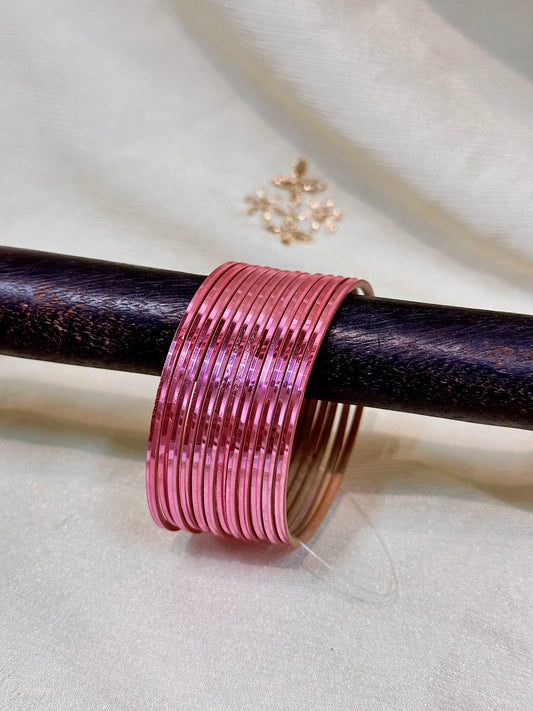 2.4 plain rose milk pink metallic bangles