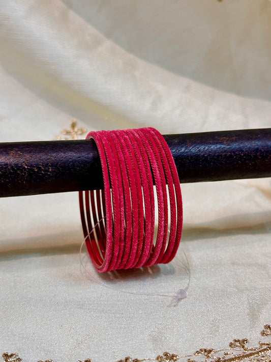 2.4 flamingo pink velvet bangles