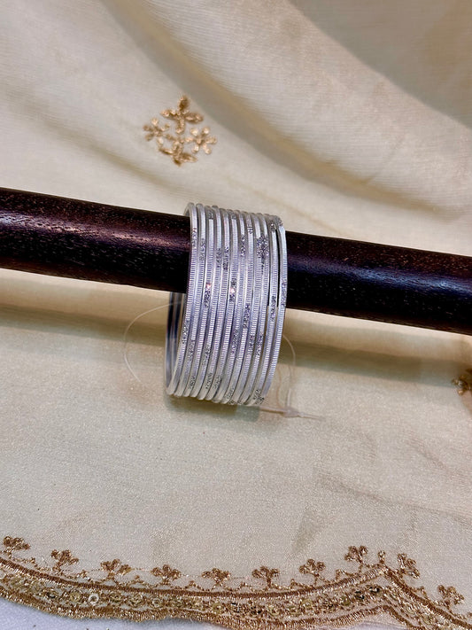 2.4 white shimmer metallic bangles