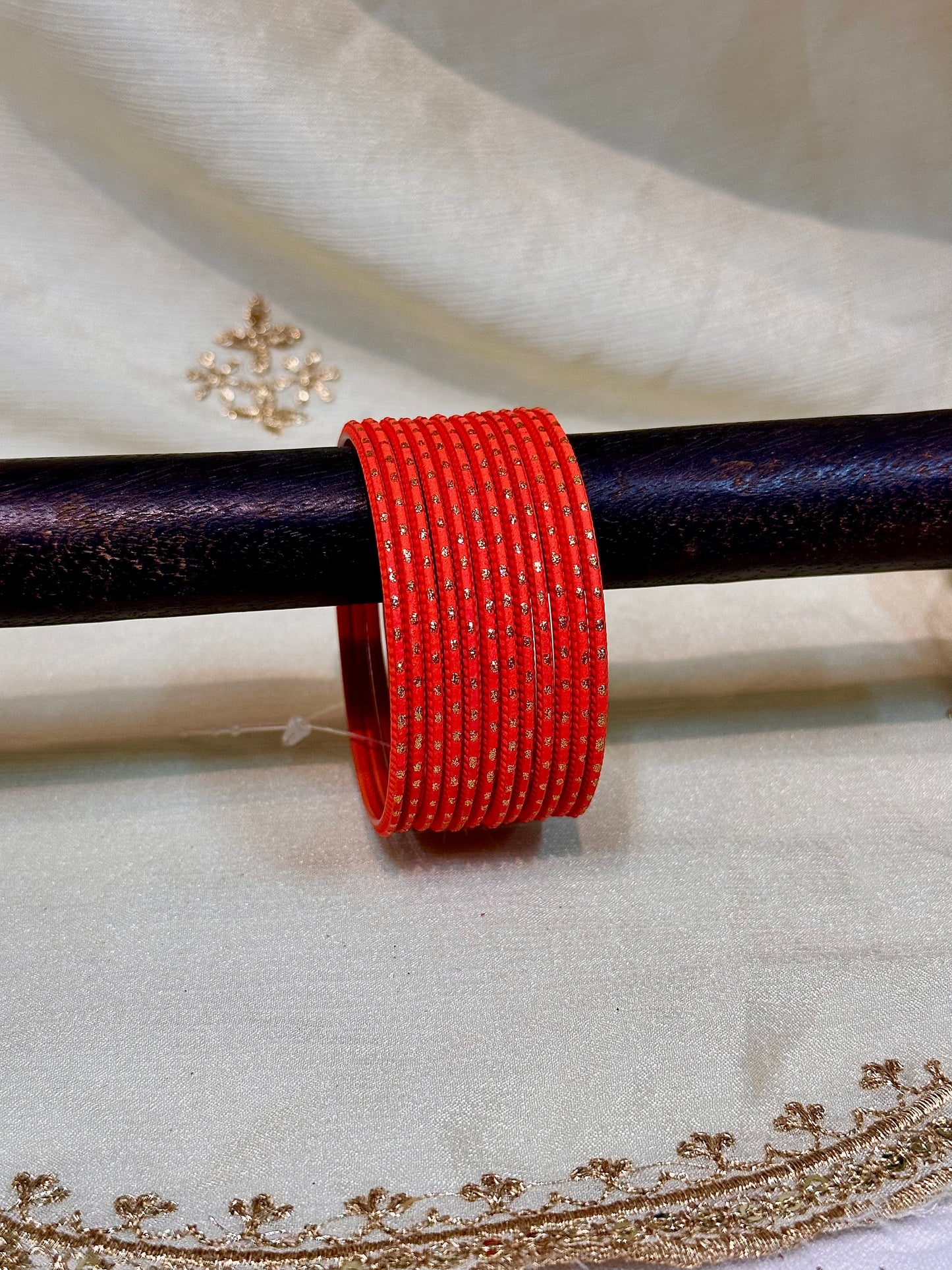 2.4 flame orange shimmer bangles