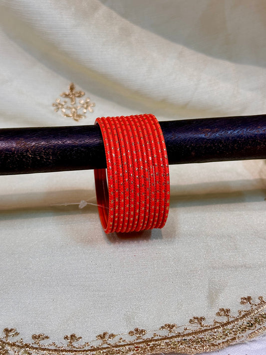 2.4 flame orange shimmer bangles