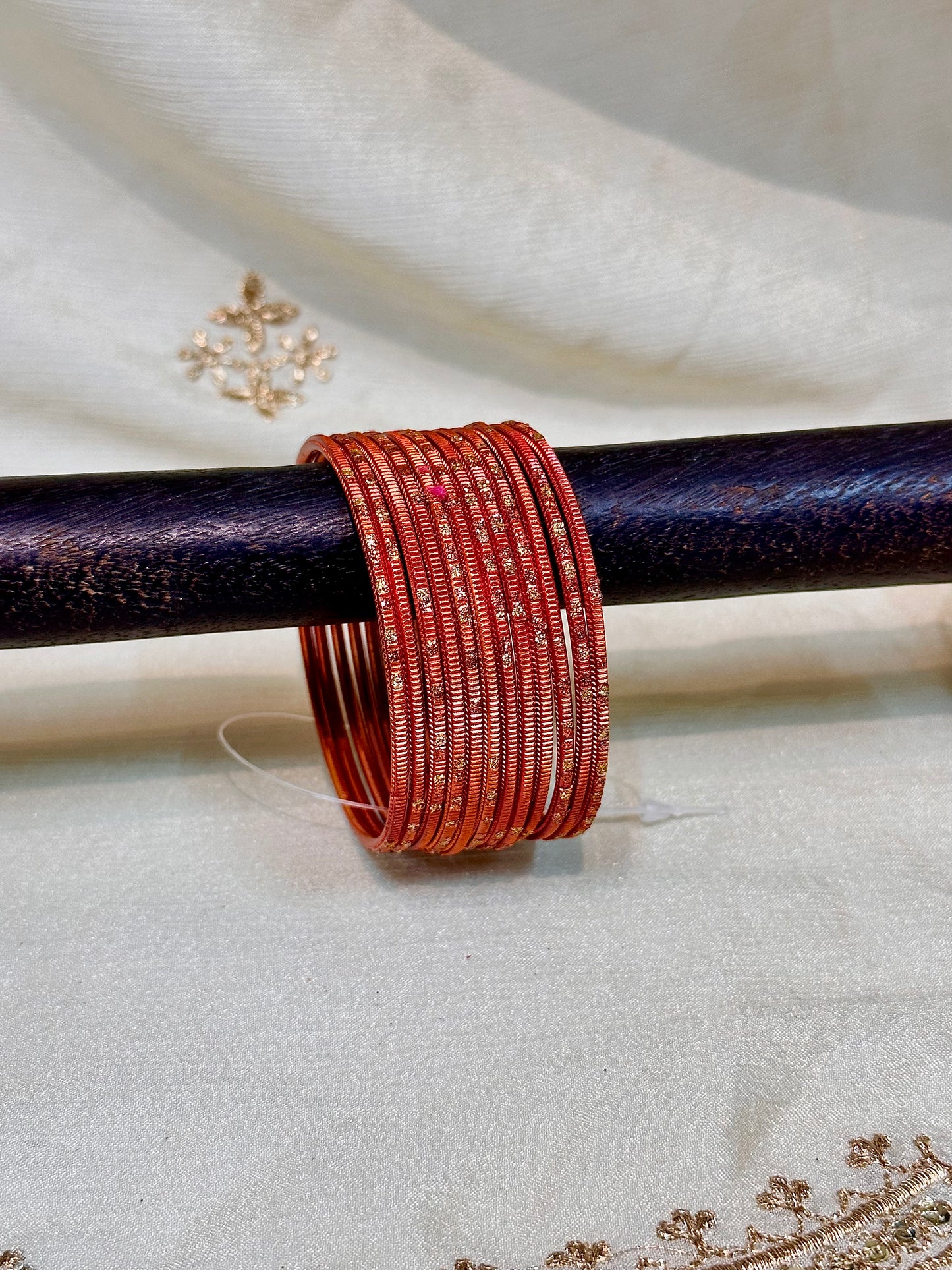 2.4 fire orange shimmer bangles