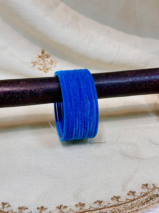 2.4 cerulean blue velvet bangles