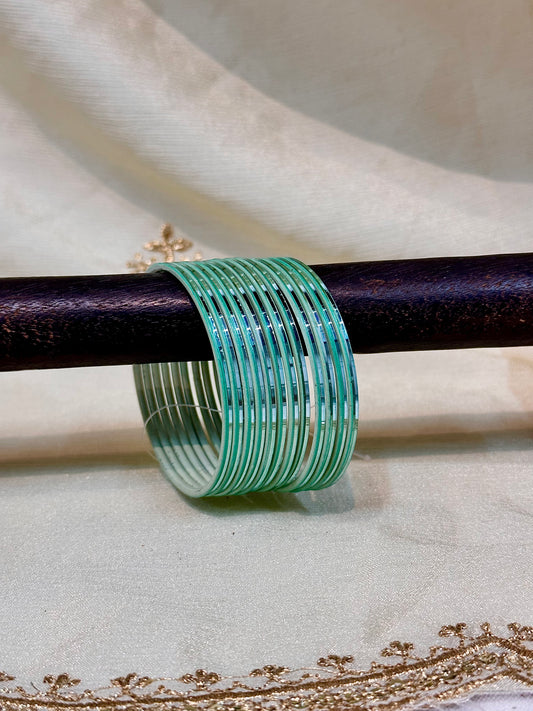 2.4 light cyan metallic bangles