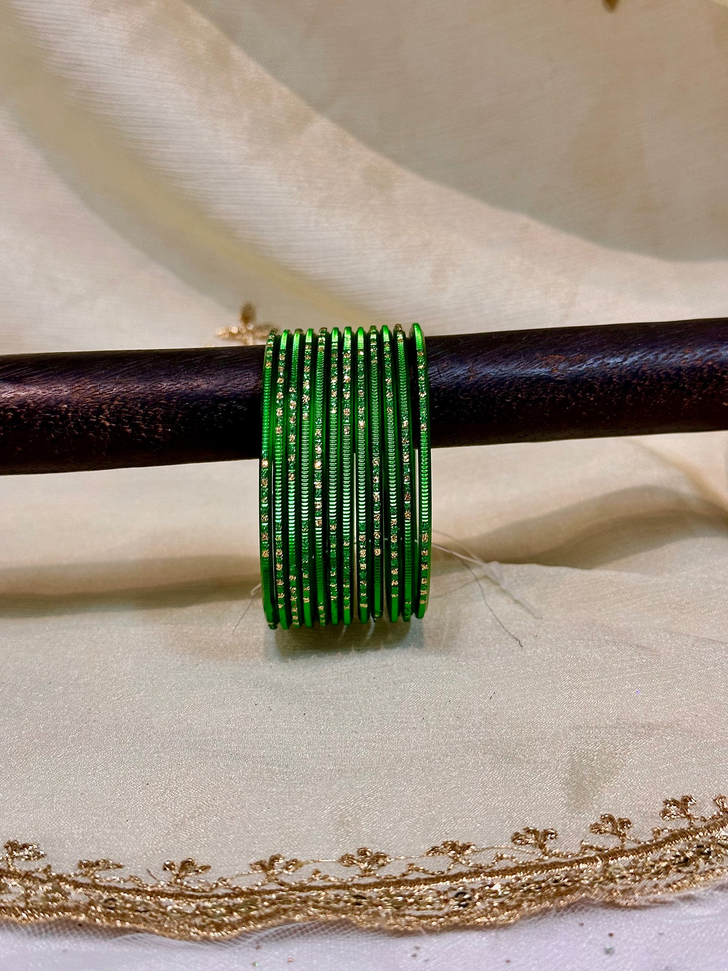 2.4 kelly green shimmer metallic bangles