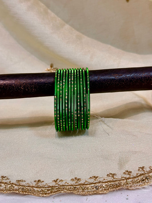 2.4 kelly green shimmer metallic bangles