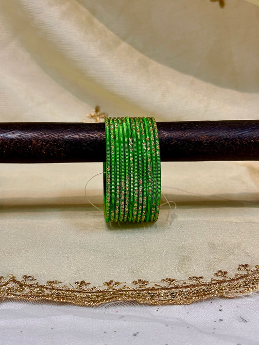 2.4 pear green shimmer bangles