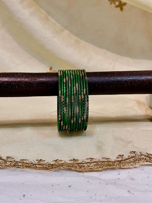 2.4 emerald green shimmer metallic bangles