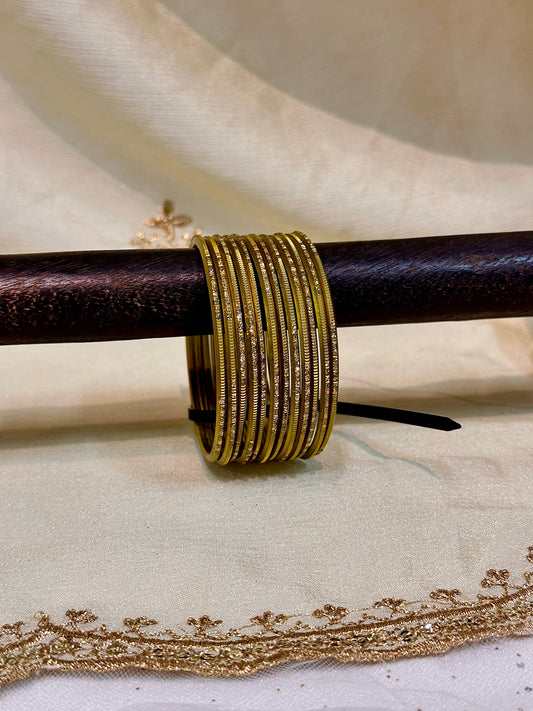 2.4 olive green shimmer metallic bangles