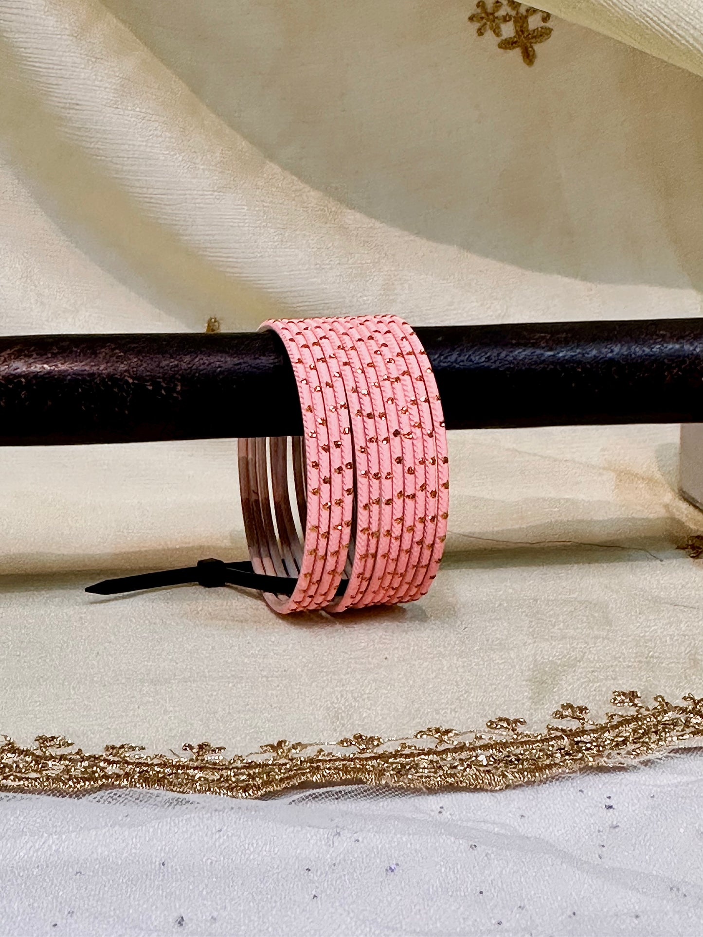 2.6 salmon peach shimmer bangles