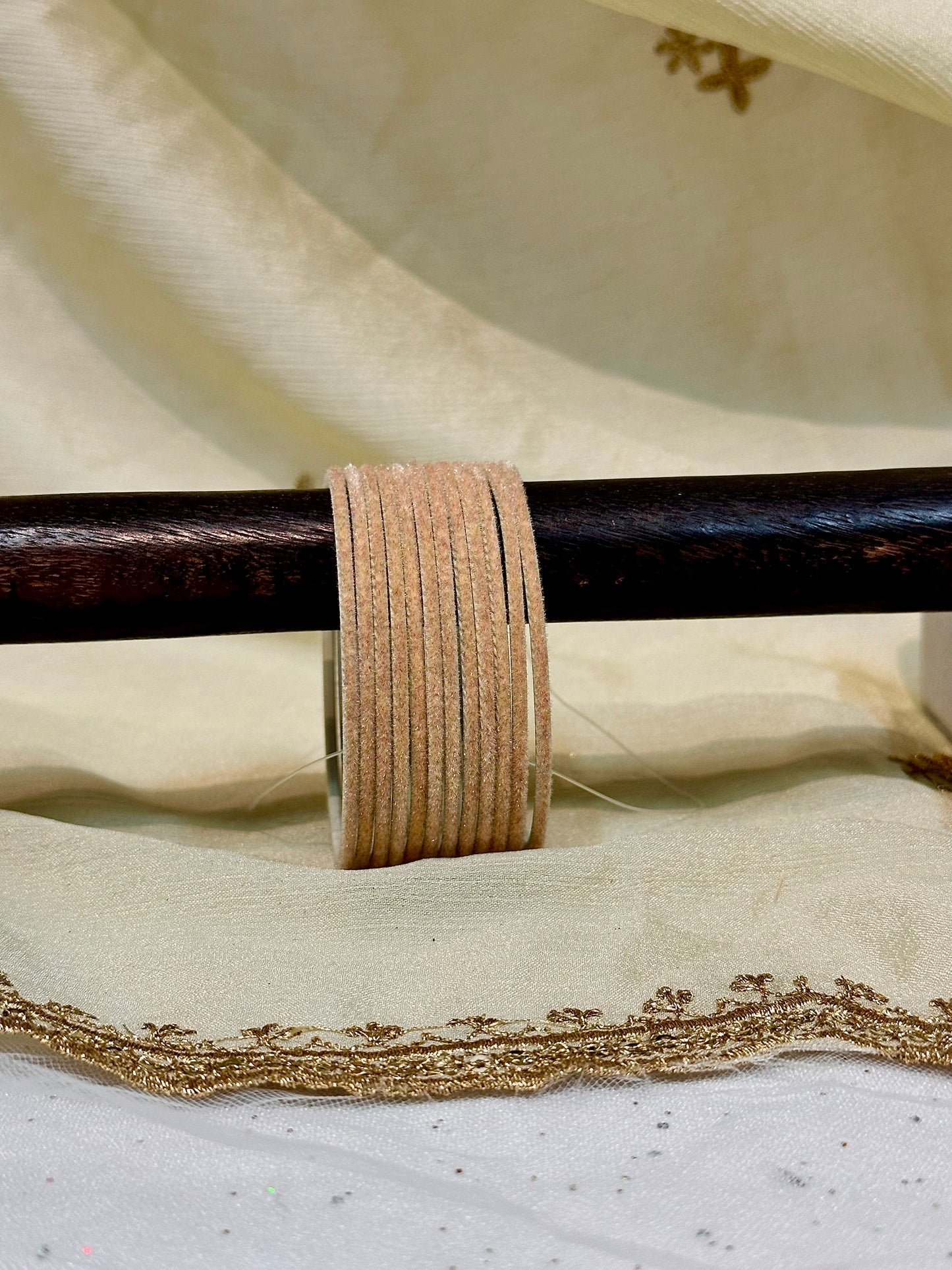 2.6 tan brown velvet bangles