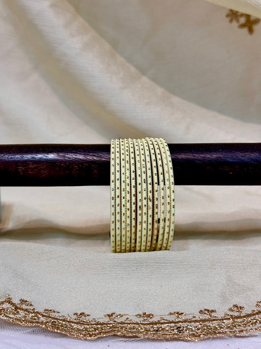 2.6 pale goldenrod yellow shimmer bangles