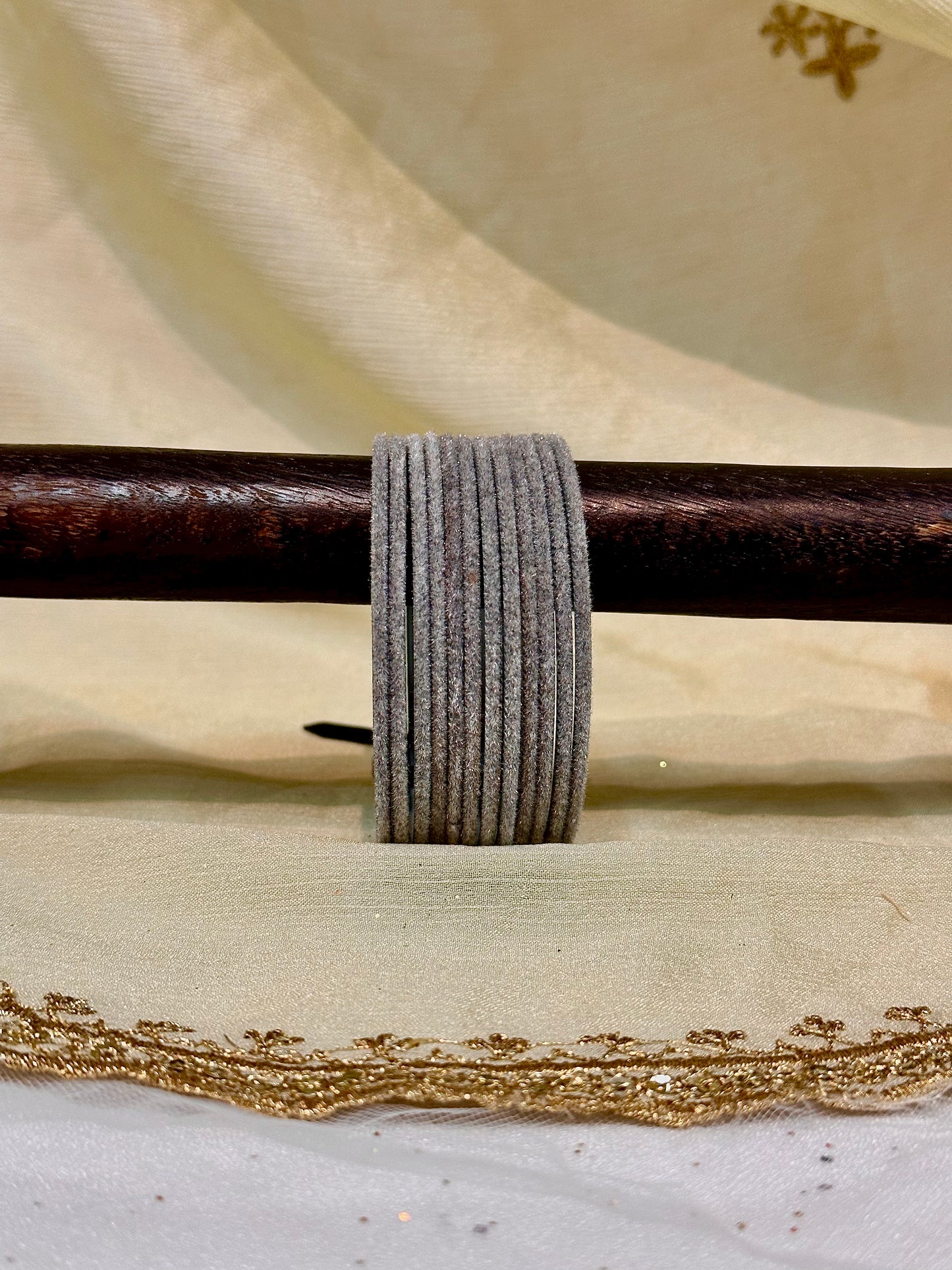2.6 grey velvet bangles