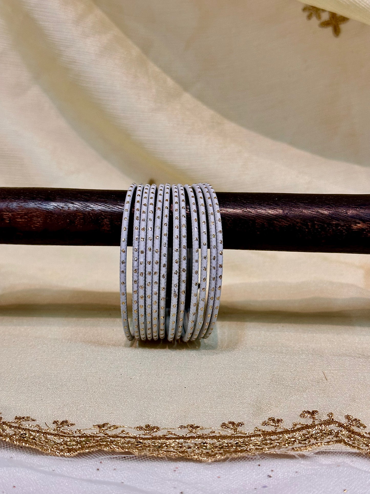 2.6 chrome grey shimmer bangles