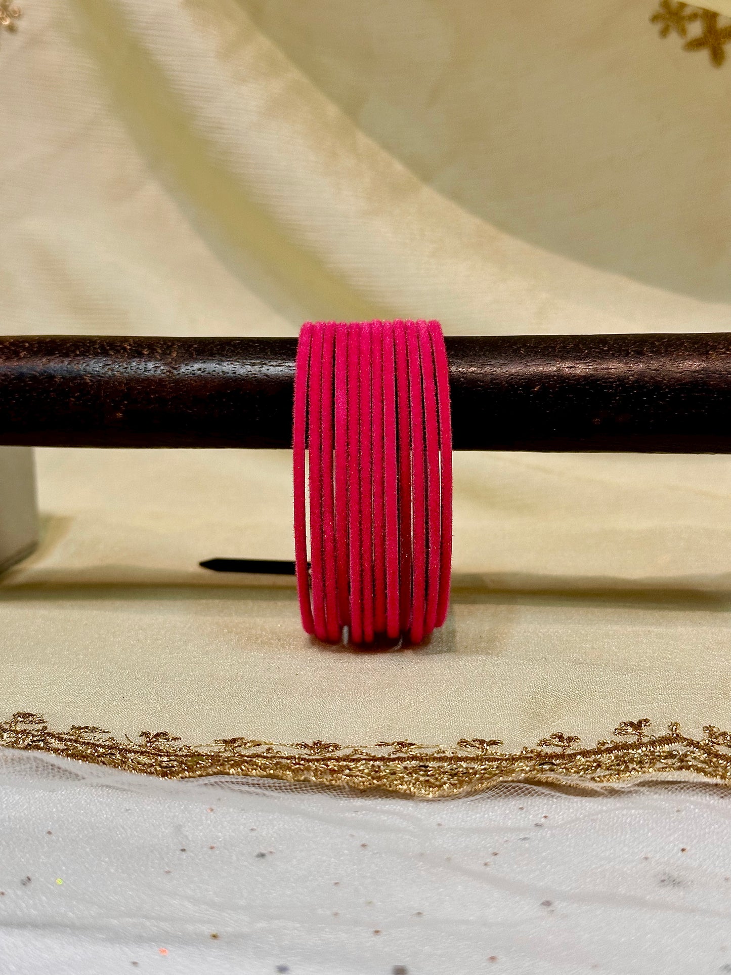 2.6 amaranth pink velvet bangles