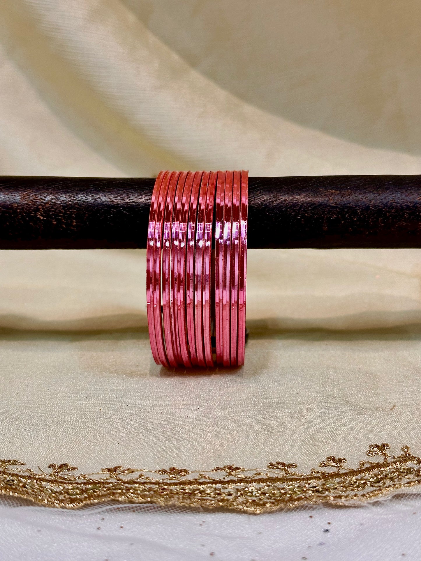 2.6 hot pink plain metallic bangles