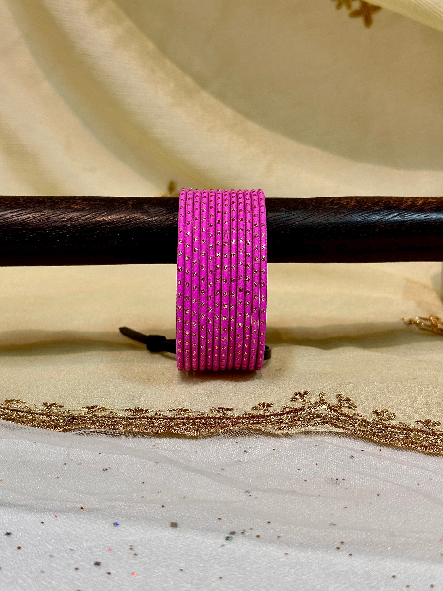 2.6 bright pink shimmer bangles