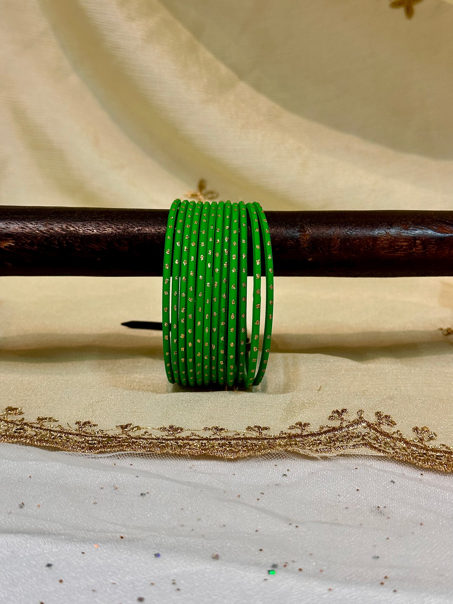 2.6 kelly green shimmer bangles