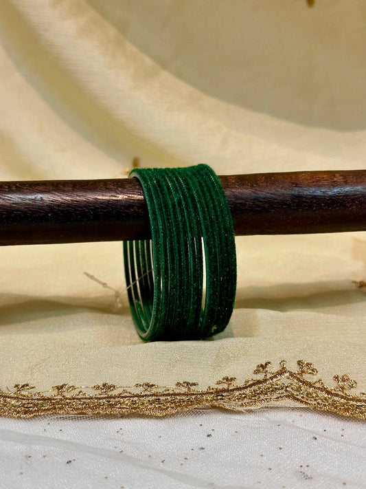 2.6 bottle green velvet bangles