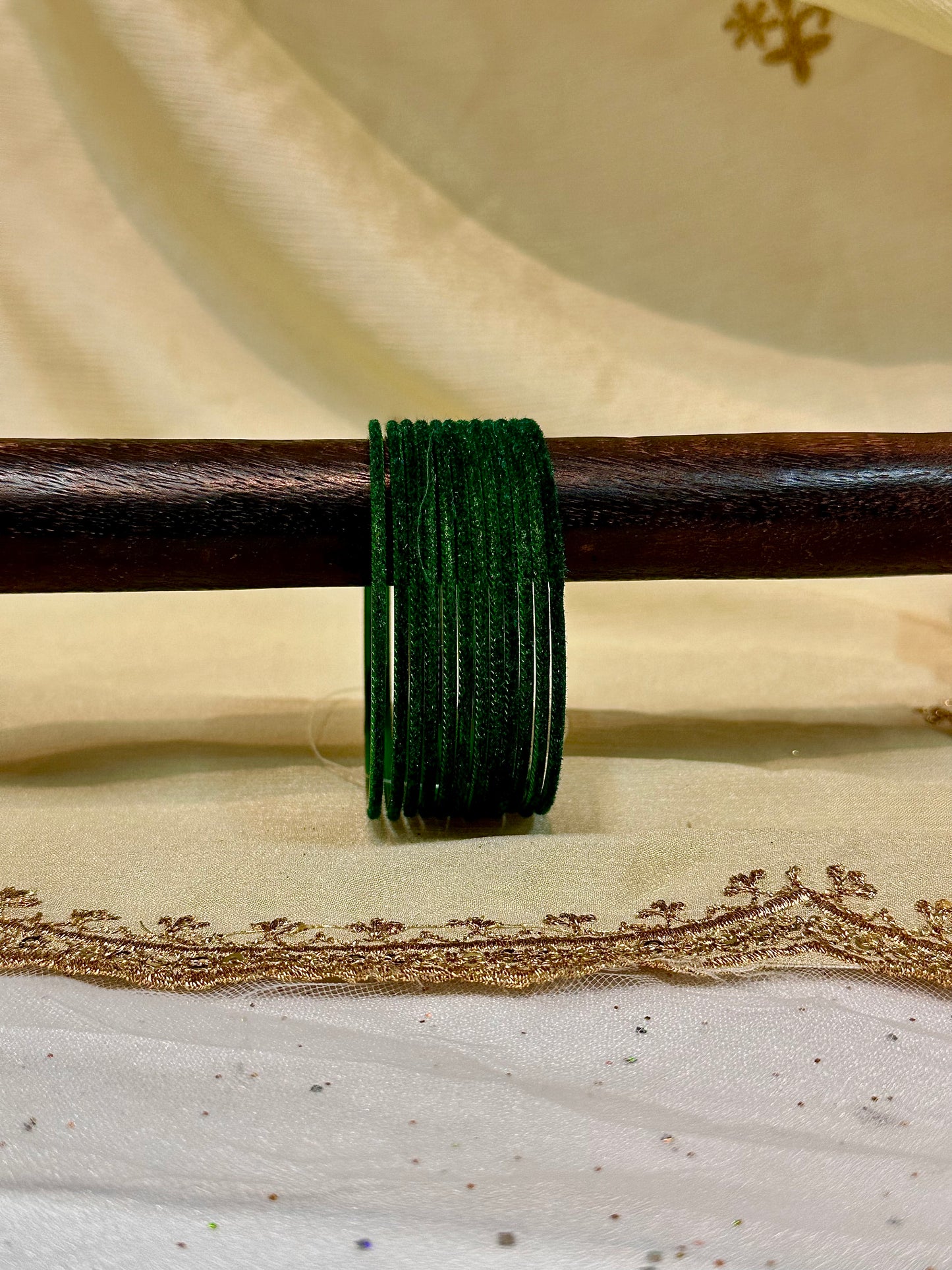 2.6 green plain velvet bangles