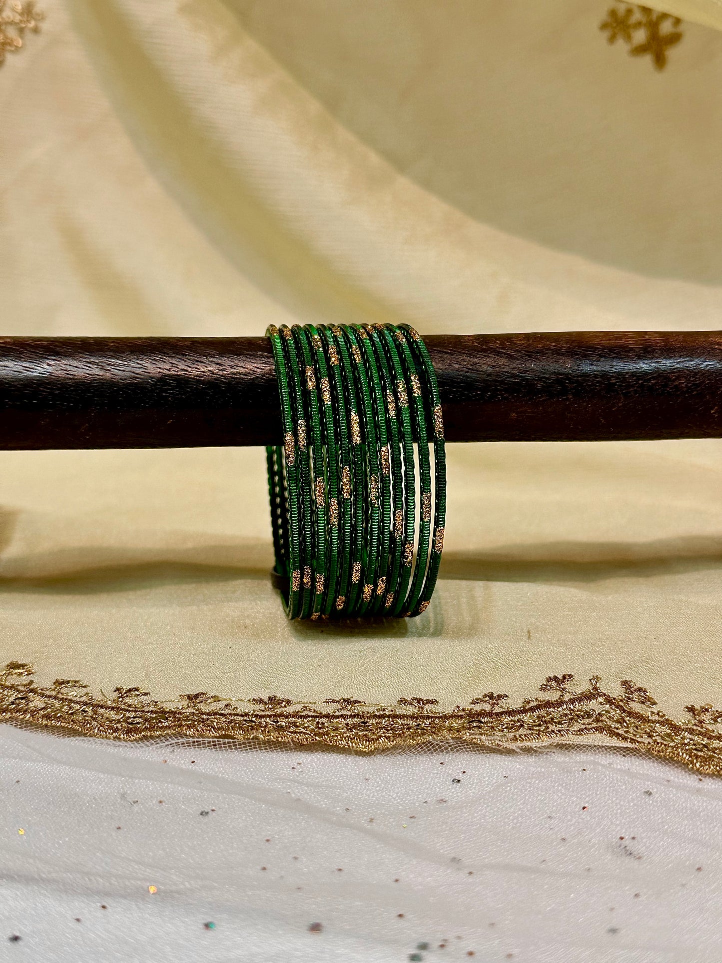 2.6 emerald gold shimmer bangles