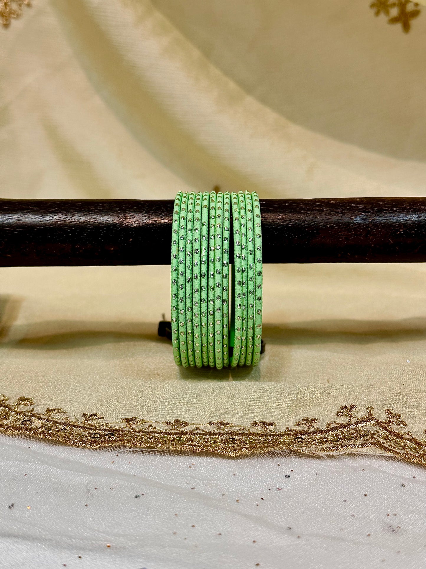 2.6 seafoam green shimmer bangles